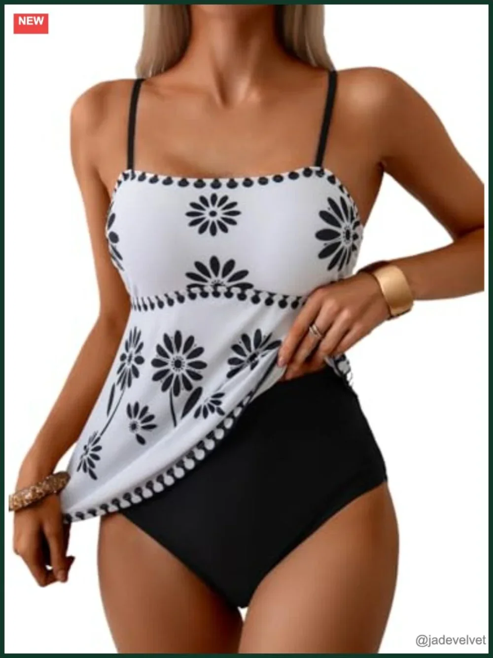 Boho Floral Tankini Set Two Piece Swimwear Vintage Beachwear
